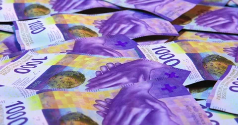 Swiss Franc Loop in a 3D animation Stock Footage 251138927