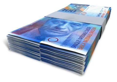 Swiss franc notes bundles Stock Illustration