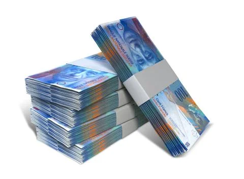 Swiss franc notes bundles stack Stockillustratie