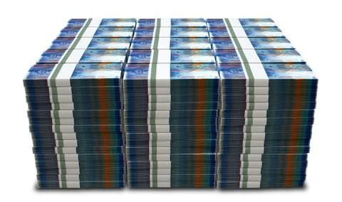 Swiss franc notes bundles stack Stock Illustration