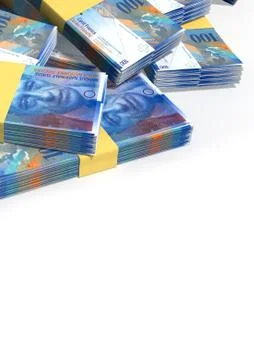 Swiss franc notes scattered pile Illustrazione stock