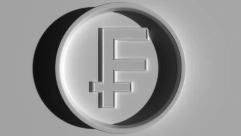Swiss franc symbol in ring, eclipse lighting. Economic report or forex related Stock Illustration