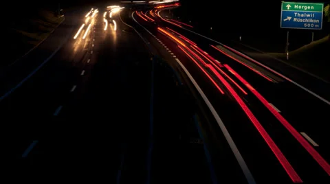 Swiss Freeway by night Stock Footage 32362813