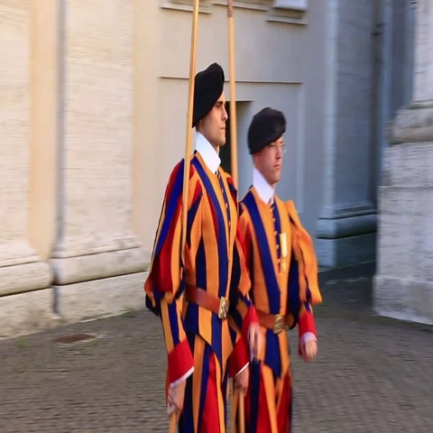 Swiss Guards at the Vatican guard Stock Footage 69720096