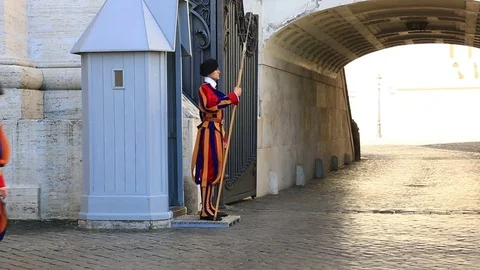Swiss Guards at the Vatican guard Stock Footage 73150665