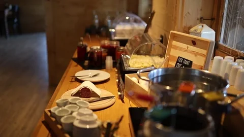 Swiss Hotel Breakfast with Boiled Egg Preparation Stock Footage 327290213