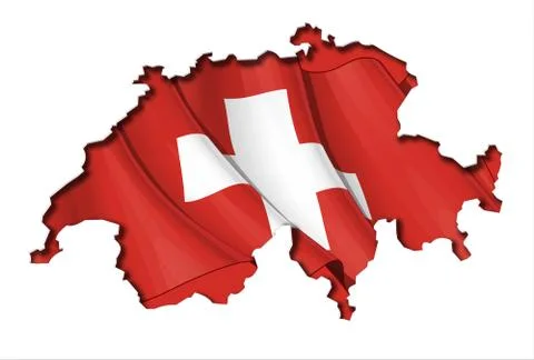 Swiss map-flag Stock Illustration