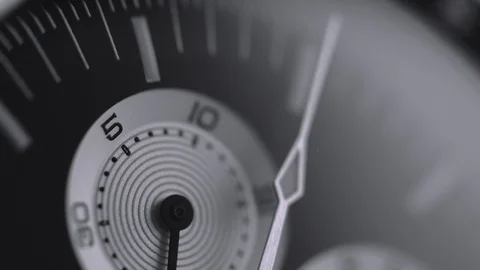 Swiss Mechanical Watch Ticking Chronograph Dial Up Close Macro 4K Stock Footage