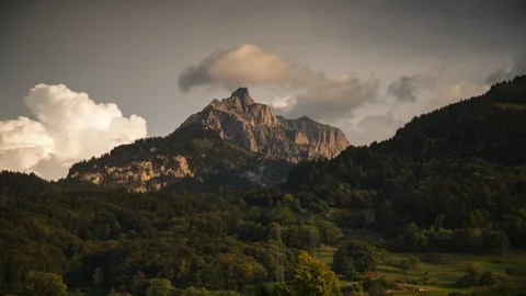 Swiss Mountain 4K Sunset Time-lapse by Walensee Lake Stockbeeldmateriaal 94846929