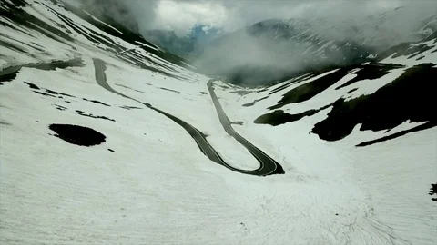 Swiss Pass with Snow Stock Footage 91385967