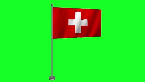 Swiss Precision in Motion Experience the Splendor of the Swiss Flag in Cryst Stock Footage 276111198