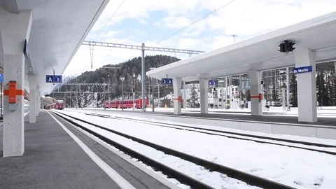 Swiss red train Video stock 76309771