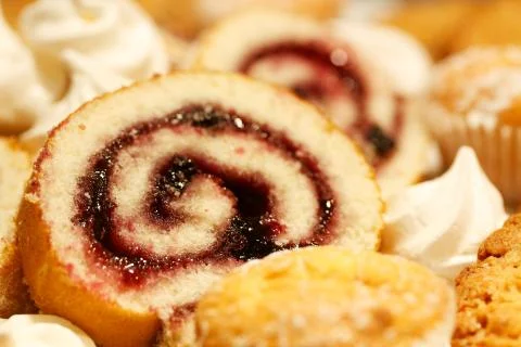 Swiss roll cake Stock Photos