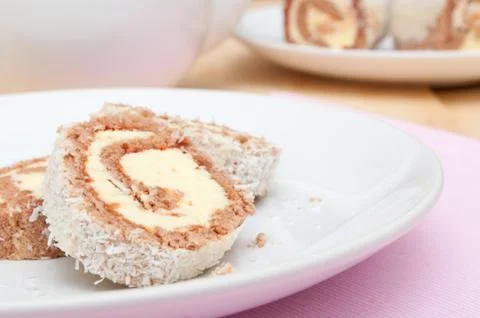 Swiss sponge roll dessert Stock Photos