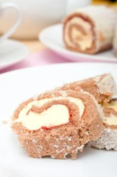 Swiss sponge roll Stockfoto's