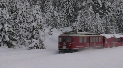 Swiss Train In Snow Stock Footage 508020