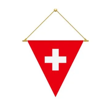 Swiss triangle flag hanging, vector illustration Illustrazione stock