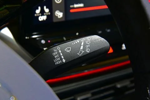 Switch to activate wiper in passenger car Stock Photos