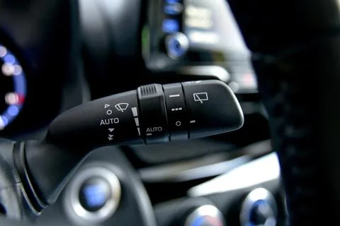 Switch to activate wiper in passenger car Stock Photos