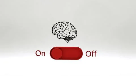 Switch on and off the brain. Artificial Intelligence concept. 3d rendering 库存插图
