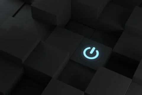 Switch and cubes with dark background,abstract conception ,3d rendering. Stock Illustration