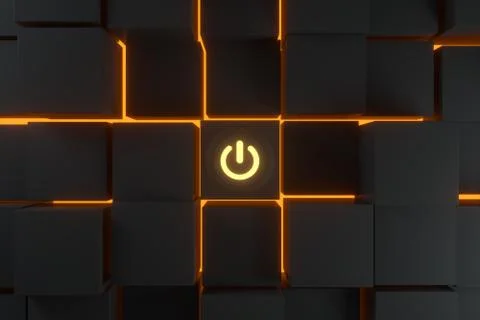 Switch and cubes with dark background,abstract conception ,3d rendering. Illustrazione stock