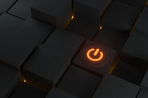 Switch and cubes with dark background,abstract conception ,3d rendering. Ilustração Stock