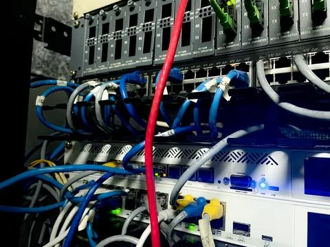 Switch and Networking Server telecom, Network, Fiber Network Server,Room ne.. Stock Photos
