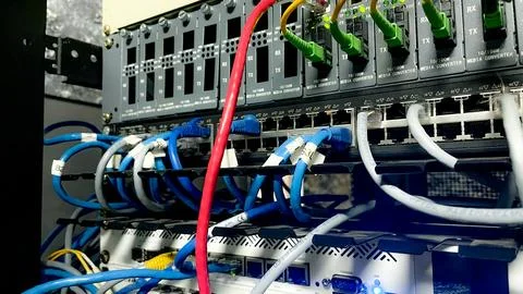 Switch and Networking Server telecom, Network, Fiber Network Server,Room ne.. Stock Photos