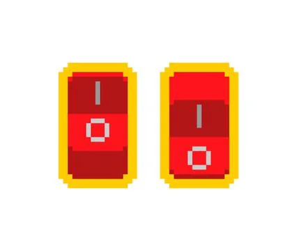 Switch off and on pixel art. On/off button 8 bit. pixelated Vector illustrati Illustrazione stock