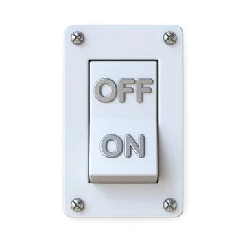 Switch on and off OFF position 3D Switch on and off OFF position 3D render... Stock Photos
