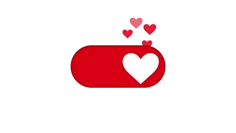 Like switch animation, likes icon turns on and a flurry of hearts appear Stock Footage 147857764