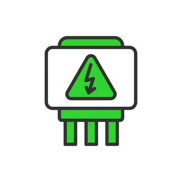 Switch box, in line design, green. Switch, box, electrical, control on white 스톡 일러스트