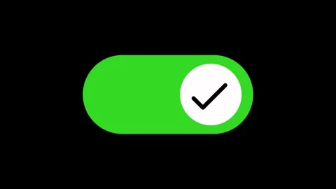 Switch on button with check mark animation isolated on black Background 库存影片 333945446