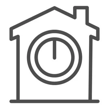 Switch on button in house line icon, smart home concept, House power switch Stock Illustration