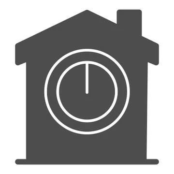 Switch on button in house solid icon, smart home concept, House power switch Stock Illustration