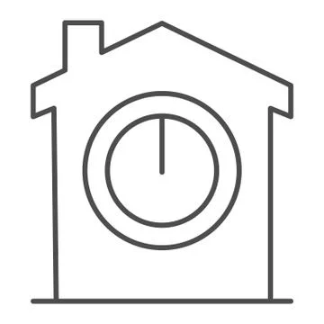 Switch on button in house thin line icon, smart home concept, House power switch Ilustração Stock
