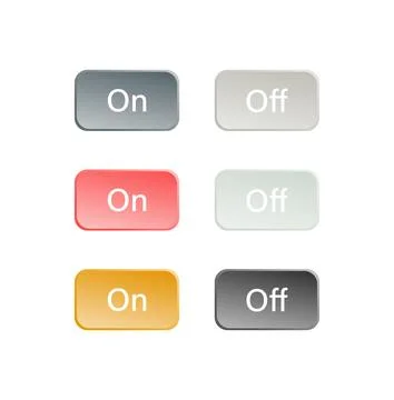 Switch button set showing on and off status for settings control and digita.. Stockillustratie