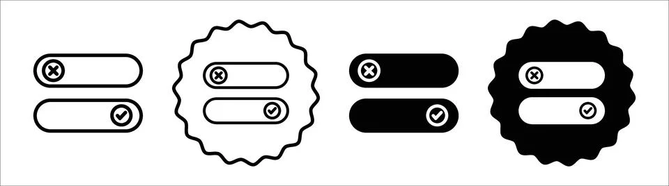 On off switch button slider toggle icon symbol set collection. On off slide.. Stock Illustration