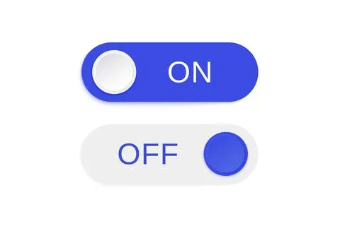 On off switch buttons. Toggle mobile icon, slide active inactive ui button Stock Illustration