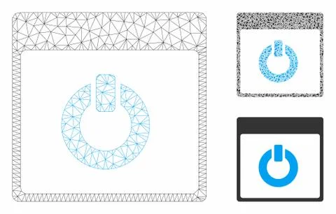 Switch on Calendar Page Vector Mesh 2D Model and Triangle Mosaic Icon Stock Illustration