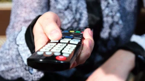 Switch channels by remote control. Video stock 48466244