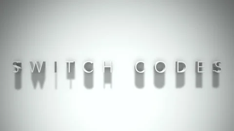 Switch codes 3D title animation white text on a white background Stock Footage 299373159