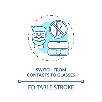 Switch from contacts to glasses concept icon 스톡 일러스트