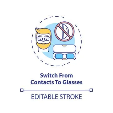 Switch from contacts to glasses concept icon Stockillustratie