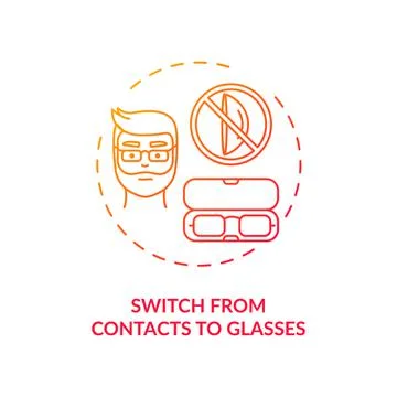 Switch from contacts to glasses concept icon 스톡 일러스트