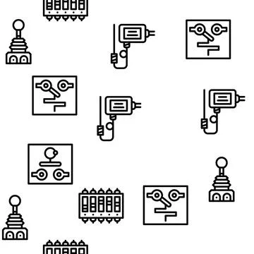 Switch Electricity Accessory Vector Seamless Pattern 스톡 일러스트