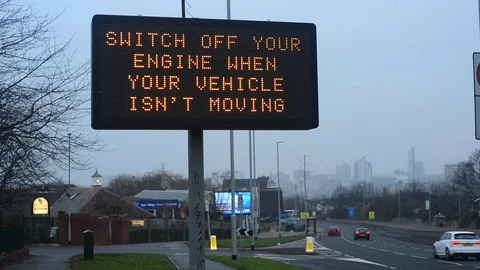 Switch of engine when your vehicle isnt moving, digital roadsign leeds Stock Footage 109202103