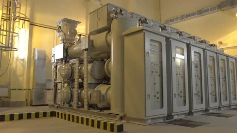 Switch gear closed in metal cabinets at contemporary electricity distribution 動画素材 202023192