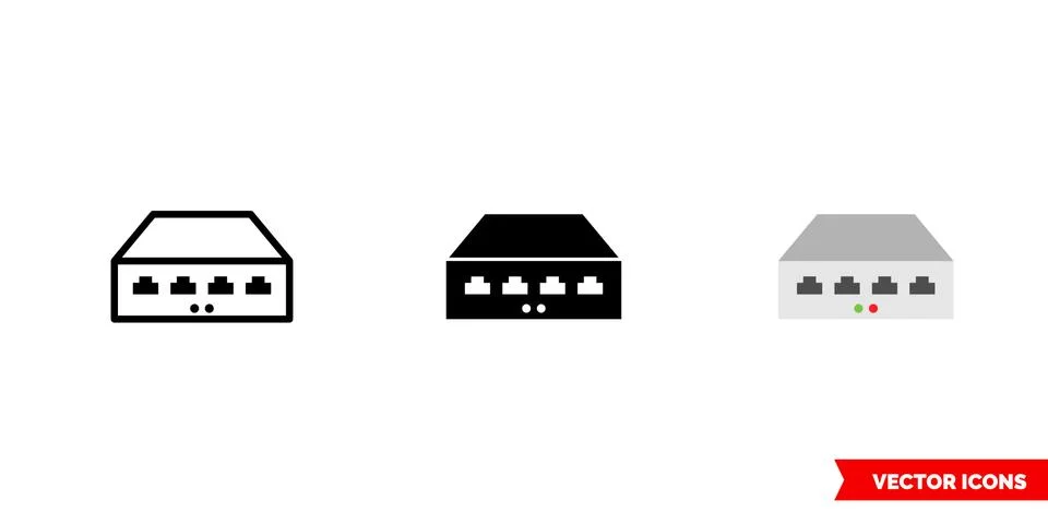 Switch icon of 3 types color, black and white, outline. Isolated vector sign 스톡 일러스트